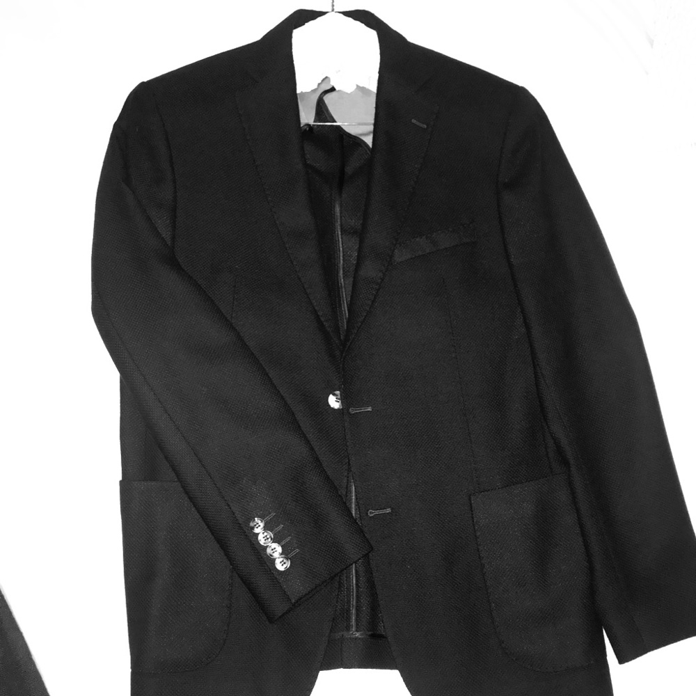SAYKI MEN'S SLIM FIT SINGLE BREASTED NAVY BLAZER
